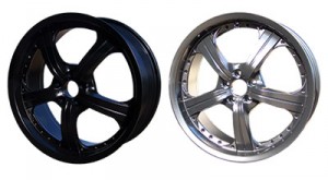 wheels primed and painted by Snowflake Blast & Powdercoating